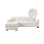 Canapé dangle fuji xl convertible avec coffre en tissu bouclette - angle gauche - blanc Canapé dangle fuji xl convertible avec coffre en tissu bouclette - angle gauche - blanc
