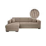 Canap� dangle gauche 4 places fuji xl convertible avec coffre en velours c�tel� - taupe - l262 x p157 ...