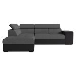 Canap� dangle gauche 3 places soan convertible en simili et tissu - gris / noir - l262 x p220 x h76cm ...