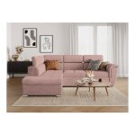 Canap� dangle gauche 4 places paola convertible avec coffre en velours c�tel� - rose - l252 x p188 x ...