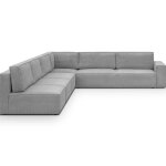 Canap� dangle � gauche convertible 10 pl avec coffre en velours c�tel� gris clair - harper mod