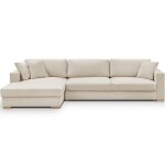 Canap� dangle � gauche convertible 5 places en tissu chenille beige - robin