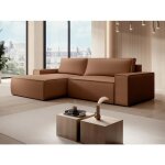 Canapé dangle gauche convertible en tissu effet cuir marron amelia Canapé dangle gauche convertible en tissu effet cuir marron amelia