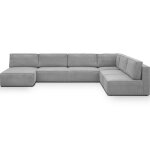 Canap� dangle gauche modulable convertible 9 / 10 places en velours c�tel� gris clair - harper mod