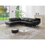 Canap� dangle gauche relax �lectrique en cuir de vachette noir puno ii