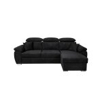 Canap dangle komo reversible et convertible avec coffre et ttires rglables en tissu - noir