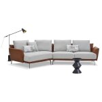 Canapé dangle - la maison du canapé - aron - tissu gris clair - simili cuir marron - confort moelleux ... Canapé dangle - la maison du canapé - aron - tissu gris clair - simili cuir marron - confort moelleux ...