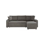 Canap� dangle 3 places maria r�versible et convertible avec coffre en velours - gris fonc� - l227 x p146 ...