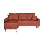 Canap dangle maria scandinave velours rversible et convertible avec coffre - rouge brique