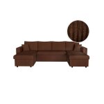 Canap dangle panoramique maria convertible avec 2 coffres en velours ctel - marron