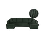 Canap� panoramique 6 places maria convertible avec 2 coffres en velours c�tel� - vert fonc� - l295 x ...