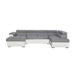 Canap dangle panoramique paola convertible en simili et tissu - blanc et gris