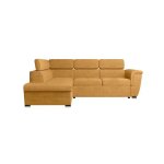 Canap� dangle gauche 4 places paola convertible avec coffre en velours c�tel� - jaune - l252 x p188 x ...