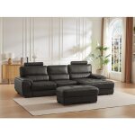 Canap� dangle et pouf en cuir metropolitan ii - noir - angle droit