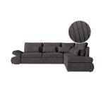 Canap� dangle 4 pl r�versible sebastian convertible avec coffre en velours c�tel� - gris fonc� - l267 ...