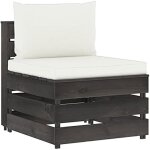 Canap� dangle sectionnel - vidaxl - bois impr�gn� - cr�me et gris - 3 places - ext�rieur