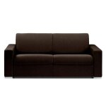 Canap� dreamer convertible express 140cm m�tal cuir vachette marron matelas 16cm