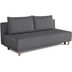 Canap� droit convertible 3 places gino - velours c�tel� anthracite - avec coffre - l 195 x h 89 x p 91 ...