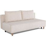 Canap� droit convertible 3 places gino - velours c�tel� beige - avec coffre - l 195 x h 89 x p 91 cm