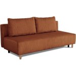 Canap� droit convertible 3 places gino - velours c�tel� terracotta - avec coffre - l 195 x h 89 x p 91 ...