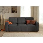 Livy - canapé droit convertible - avec coffre - en velours côtelé - 3 places - gris foncé Livy - canapé droit convertible - avec coffre - en velours côtelé - 3 places - gris foncé