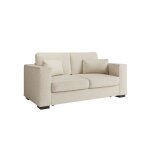 Canap droit fixe 2 places belami en tissu - beige