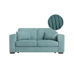 Canap droit fixe 2 places belami en velours ctel - bleu clair