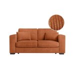 Canap droit fixe 2 places belami en velours ctel - terracotta