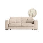 Canap� droit fixe 3 places belami en velours c�tel� - beige - l231 x p93 x h86cm - loungitude