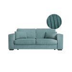 Canap� droit fixe 3 places belami en velours c�tel� - bleu clair - l231 x p93 x h86cm - loungitude