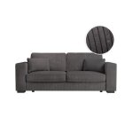 Canap� droit fixe 3 places belami en velours c�tel� - gris fonc� - l231 x p93 x h86cm - loungitude