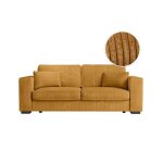 Canap� droit fixe 3 places belami en velours c�tel� - jaune - l231 x p93 x h86cm - loungitude