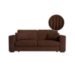 Canap� droit fixe 3 places belami en velours c�tel� - marron - l231 x p93 x h86cm - loungitude