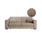 Canap� droit fixe 3 places belami en velours c�tel� - taupe - l231 x p93 x h86cm - loungitude