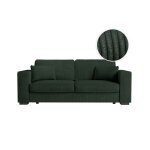 Canap droit fixe 3 places belami en velours ctel - vert fonc