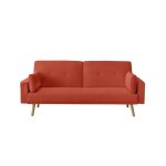 Canap� droit scandinave elga convertible 3 places en tissu - rouille - l205 x p85 x h87cm - loungitude ...