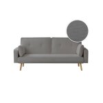 Canap� droit scandinave elga convertible 3 places en velours c�tel� - gris - l205 x p85 x h87cm - loungitude ...