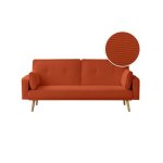 Canap� droit scandinave elga convertible 3 places en velours c�tel� - terracotta - l205 x p85 x h87cm ...