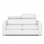 Canap� express sidney deluxe 140 cm cuir vachette blanc matelas 16 cm