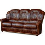 Canap fixe 3 places en cuir de buffle - daphne - marron chocolat - 183x91x97cm