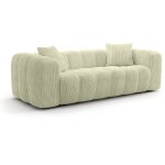 Canap� fixe - 3 places - sfera - tissu cr�me - 240 x 100 x 80 cm