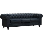 Canap� fixe chesterfield aliza - 208 x 82 x 70 cm - 3 places - noir