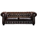 Canap chesterfield 3 places brenton 100% cuir de