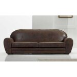 Canap� fixe club 3 places en microfibre marron vintage. made in italy