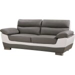 Canap� fixe en cuir reconstitu� et pvc dallas - 210 x 88 x 90 cm - 3 places - gris / blanc