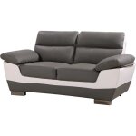 Canap� fixe en cuir reconstitu� et pvc dallas - 169 x 88 x 90 cm - 2 places - gris / blanc