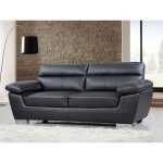 Canap� fixe en cuir reconstitu� et pvc dallas - 210 x 88 x 90 cm - 3 places - noir