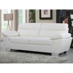 Canap� fixe en cuir reconstitu� et pvc dallas - 210 x 88 x 90 cm - 3 places - blanc