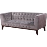 Canap� droit fixe en velours vanessa - 3 places - gris clair