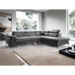 Canap grand angle droit convertible en velours gris anthracite samara de pascal morabito